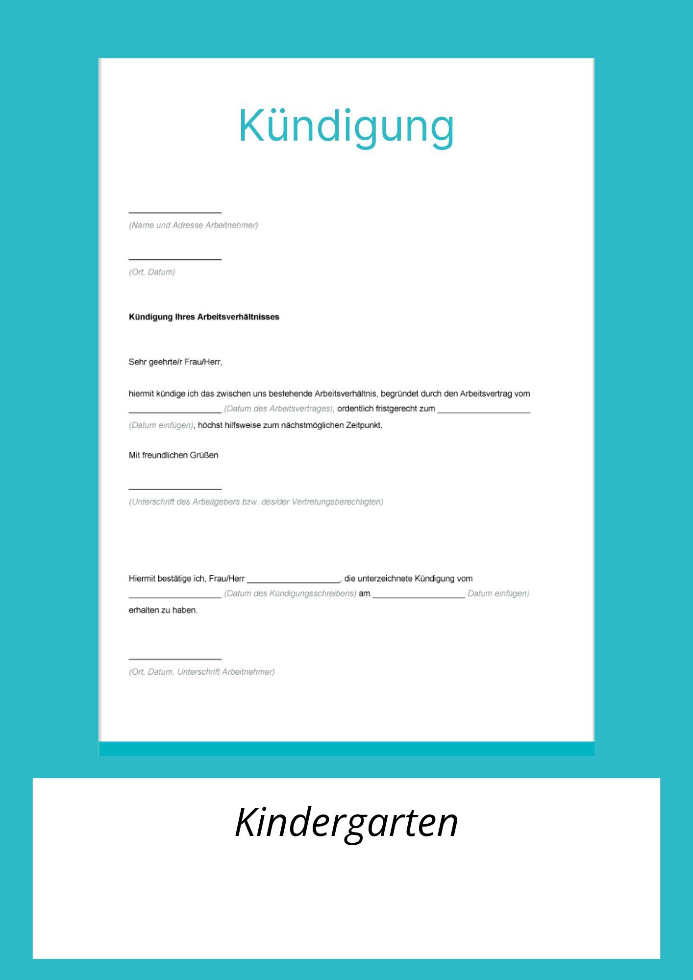 Kündigungsschreiben Kindergarten