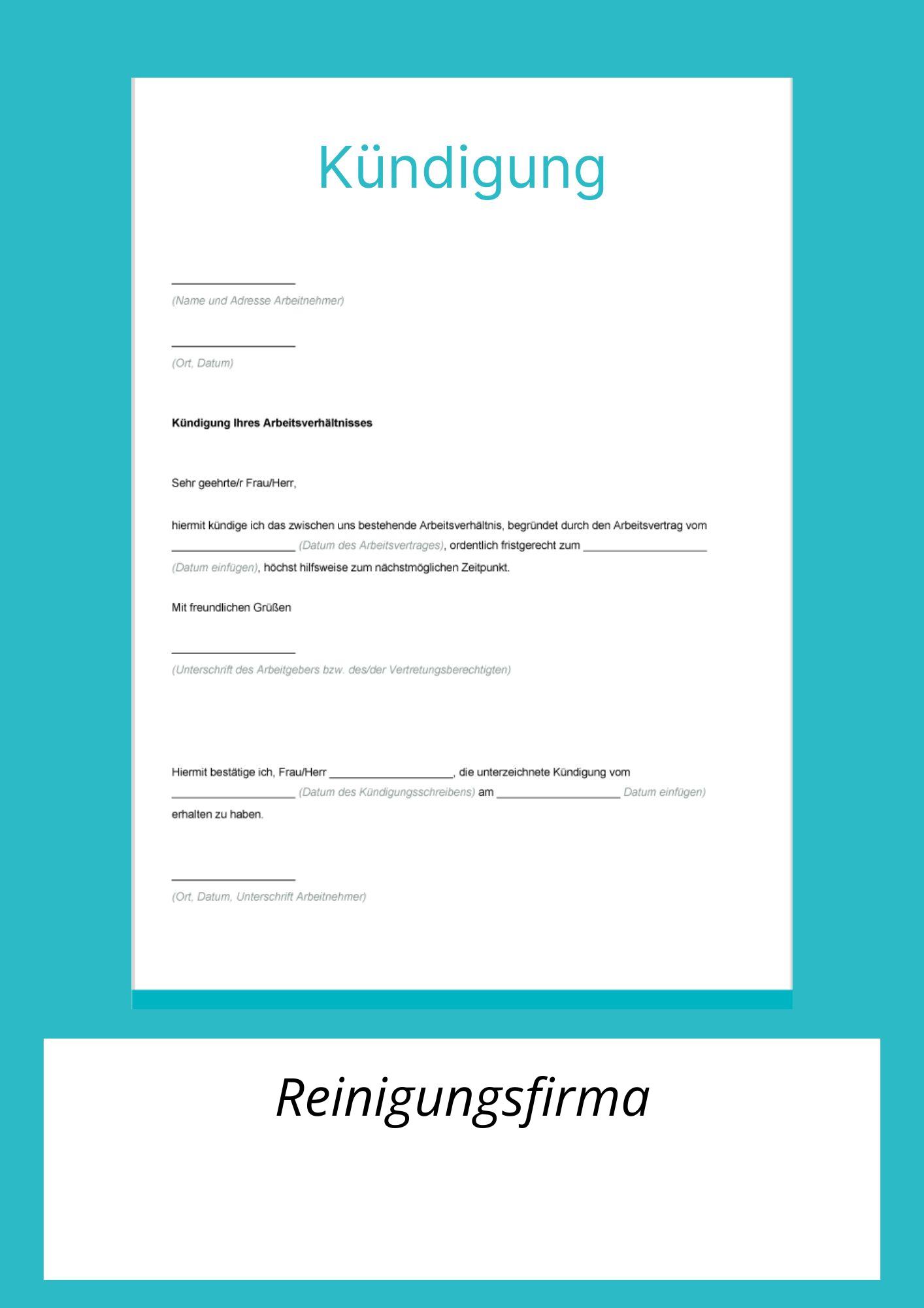 Kündigungsschreiben Reinigungsfirma