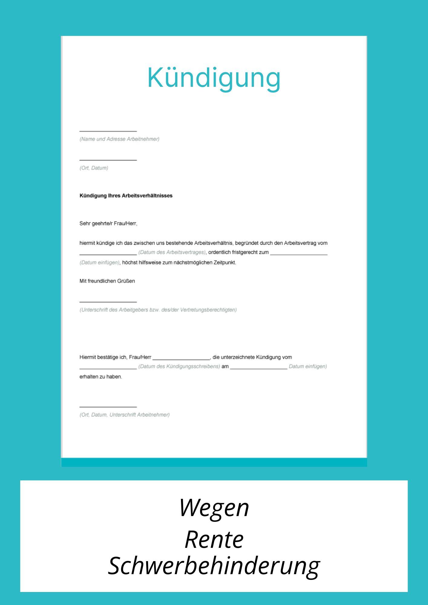 Kündigungsschreiben Wegen Rente Schwerbehinderung